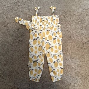 Emily and Oliver Lemon Romper Baby Girl 18 month with matching headband